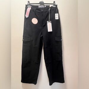 PASTEL Trendy Utility High Rise Straight Leg Cargo Jeans, Sz 18, Women’s, Black